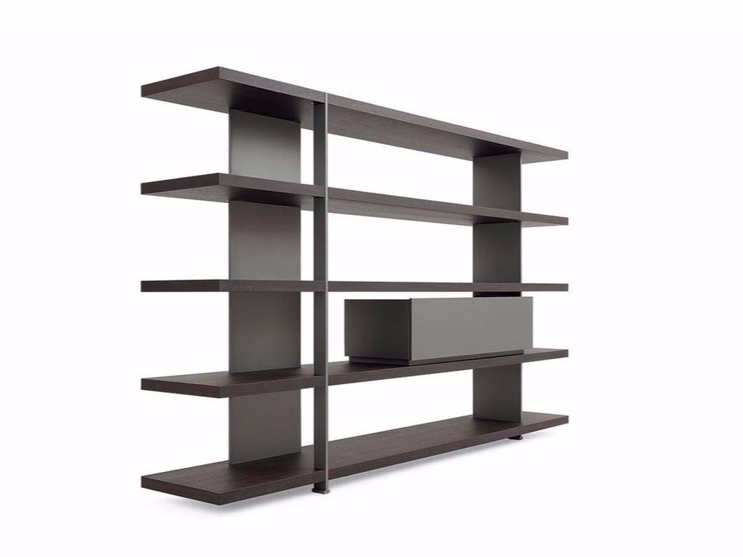 Open double-sided wood veneer bookcase | Bristol by Poliform