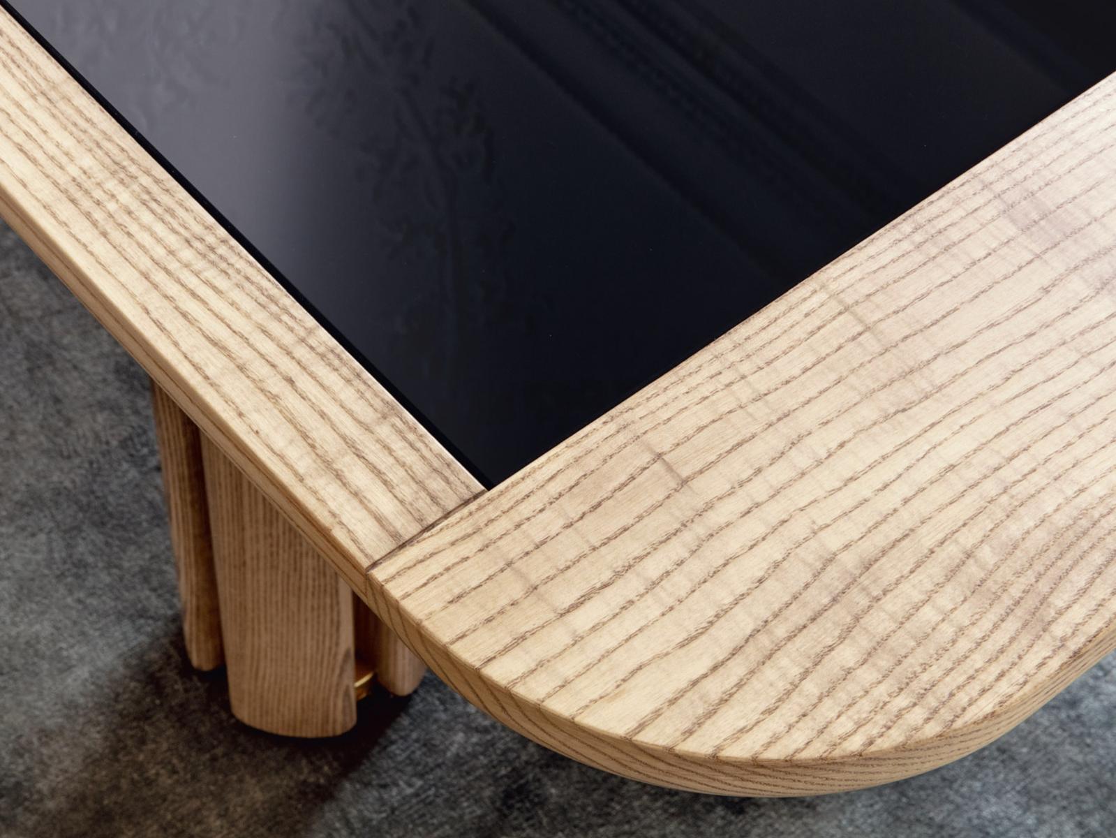 Rectangular ash table with glass insert | Quadrifoglio by Porada