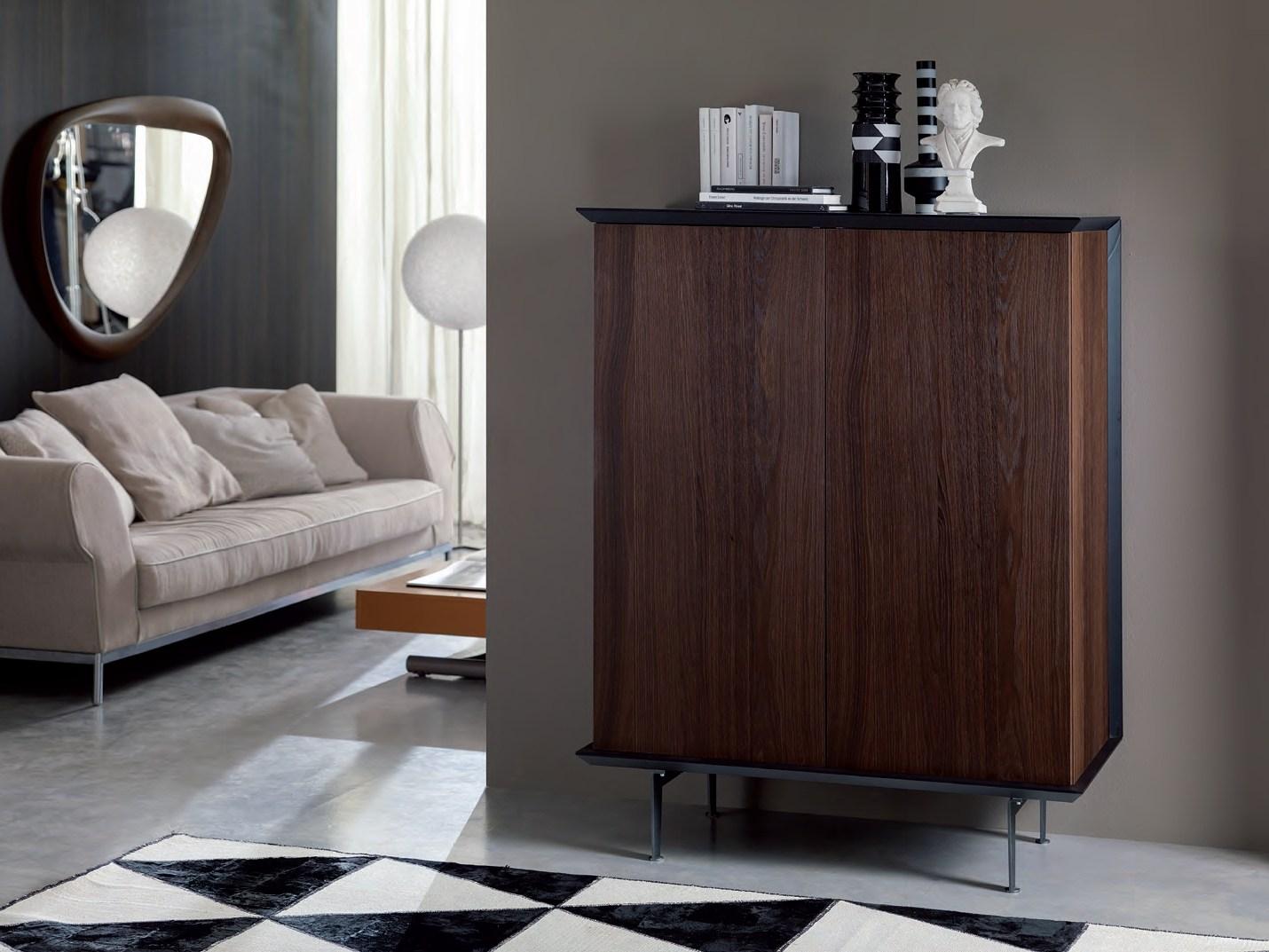 Wooden highboard with sliding doors | Brera by Ozzio Italia