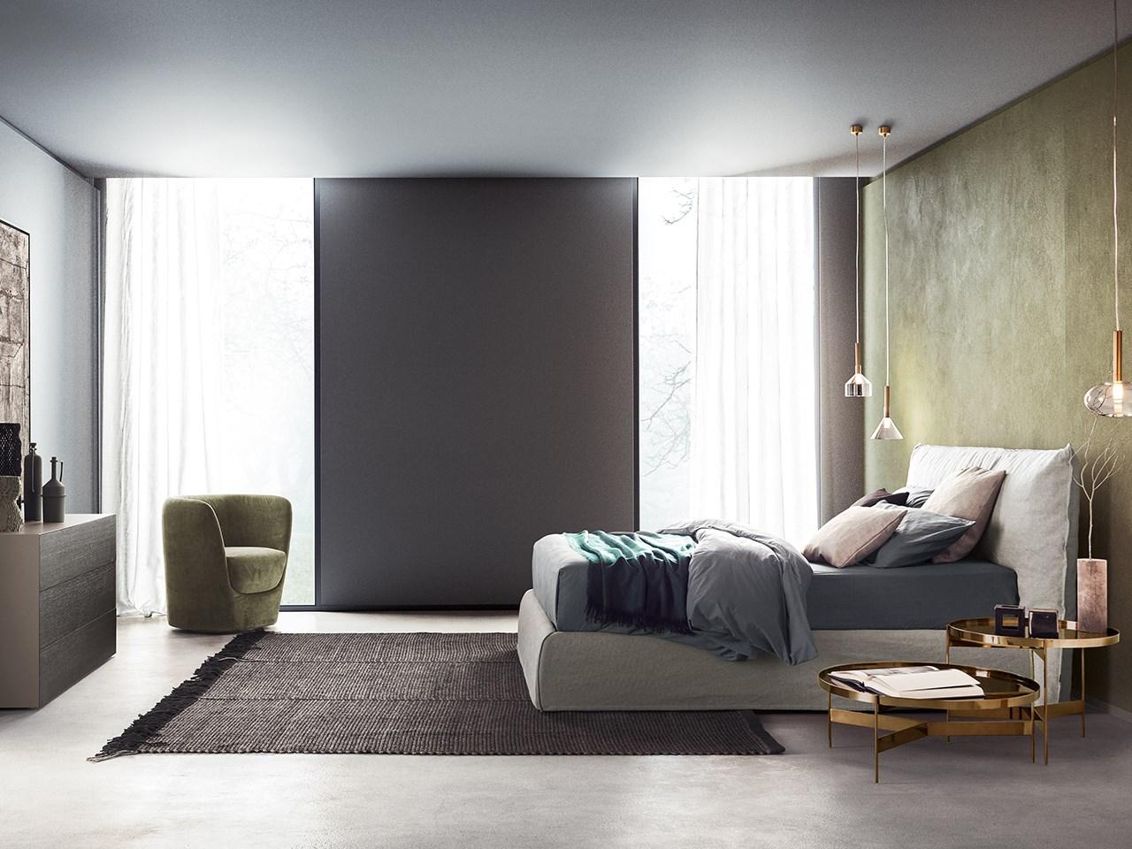 Upholstered fabric double bed | Piumotto by Pianca