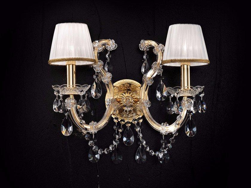 Direct light incandescent metal wall light with crystals | Maria Teresa Ve 937 A2 by Masiero
