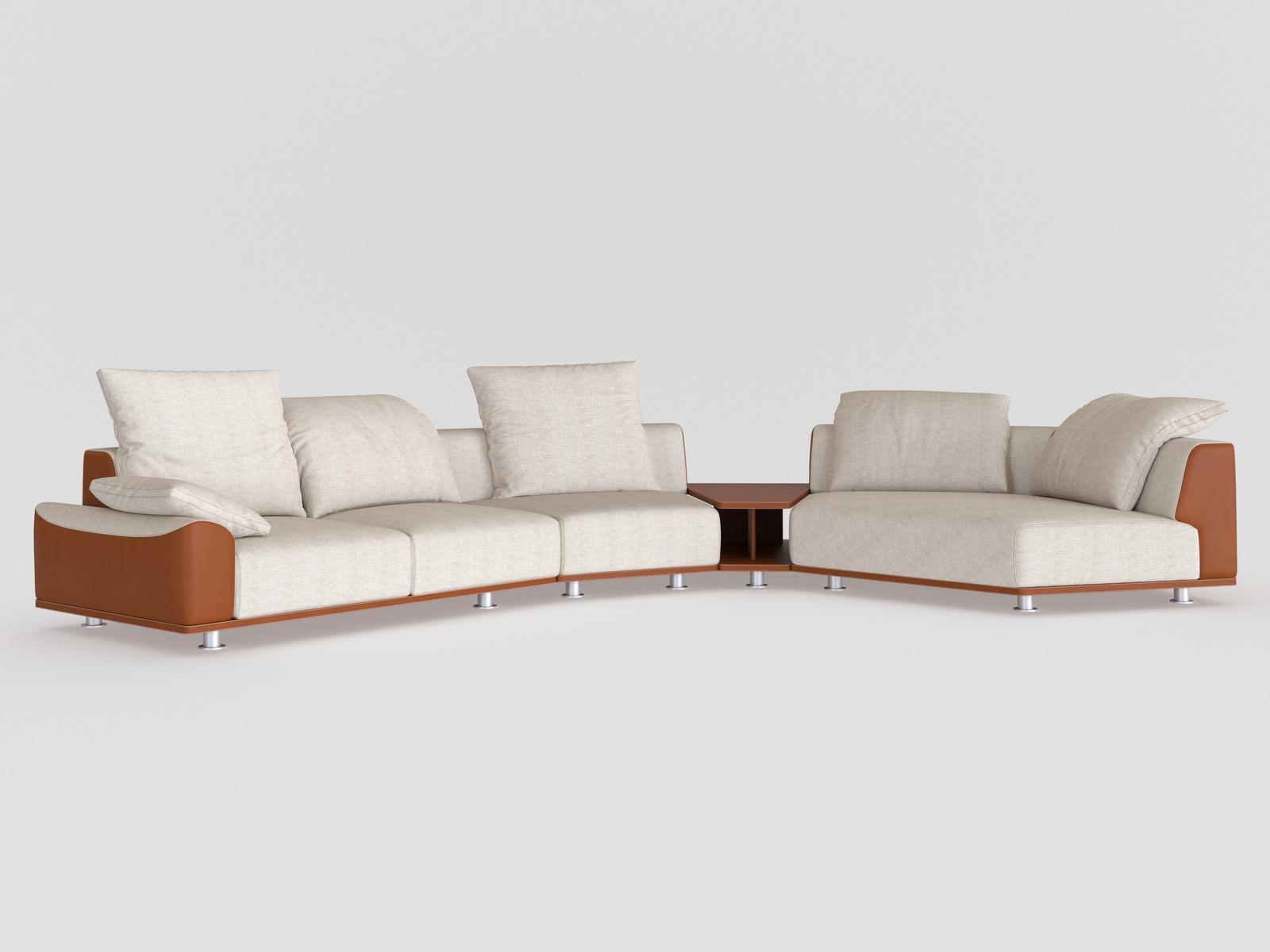 Sectional leather and fabric sofa | Grand Tour Ii by Mantellassi 1926