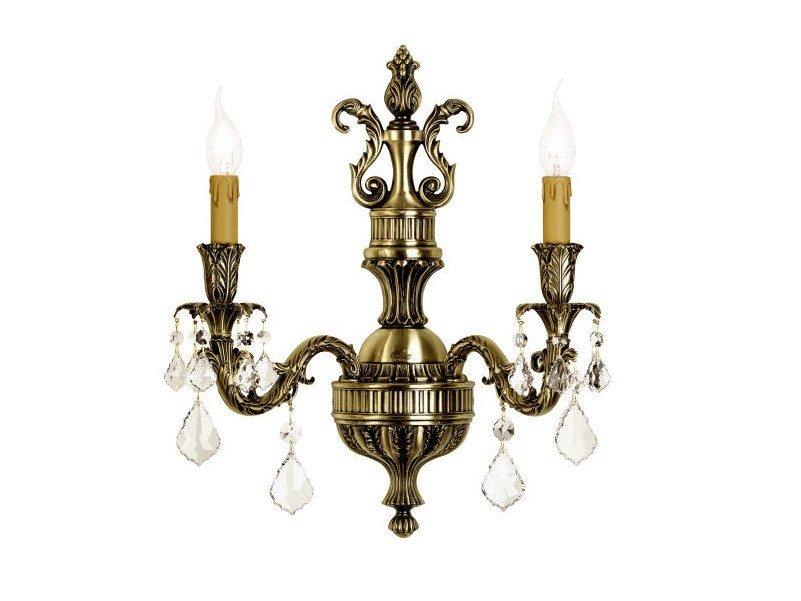 Antique Brass wall lamp with Schoeler crystals | Marilyn 790/a2-sh/p by Possoni Illuminazione