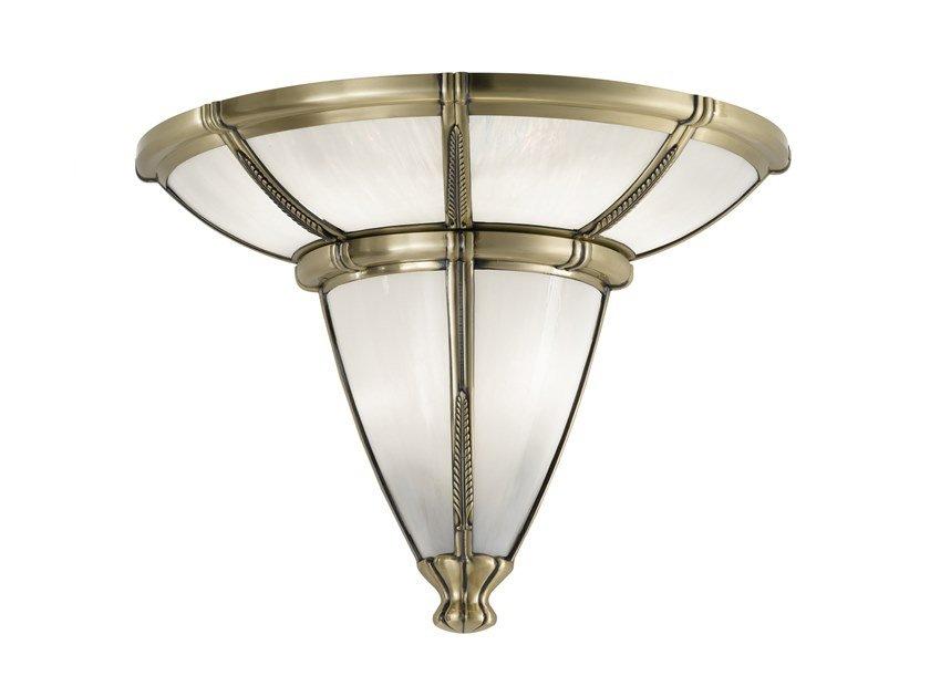Antique Brass wall light with opal or onyx glass | Giotto 1898/a4+2 by Possoni Illuminazione