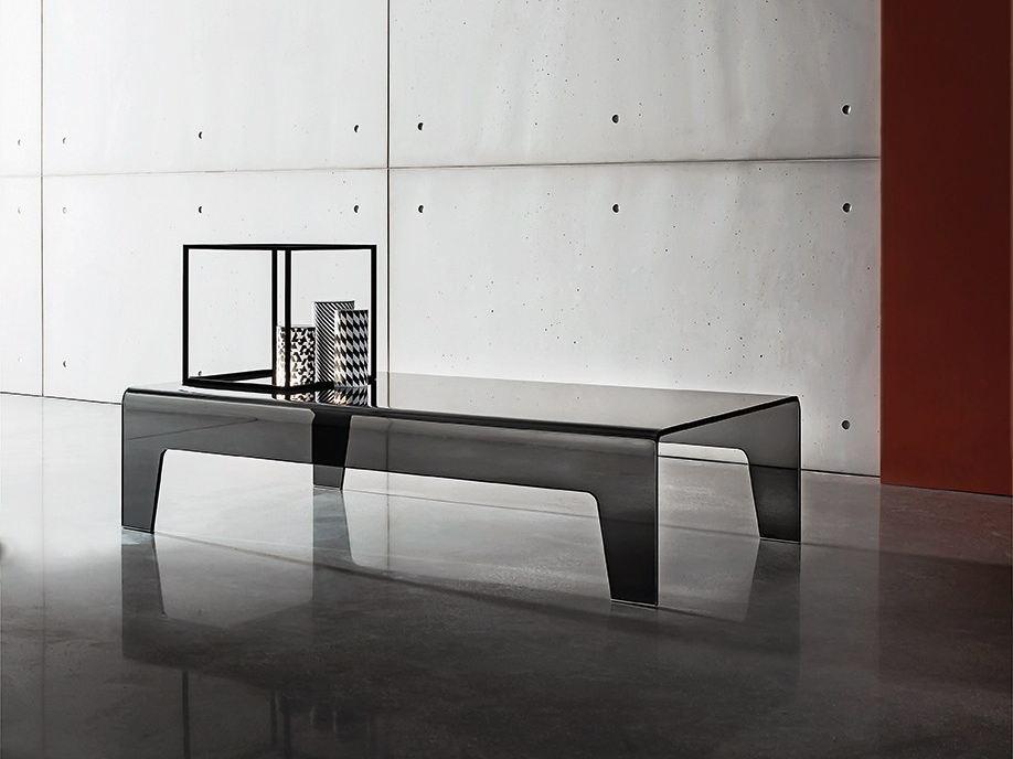 Low rectangular glass coffee table | Frog by Sovet