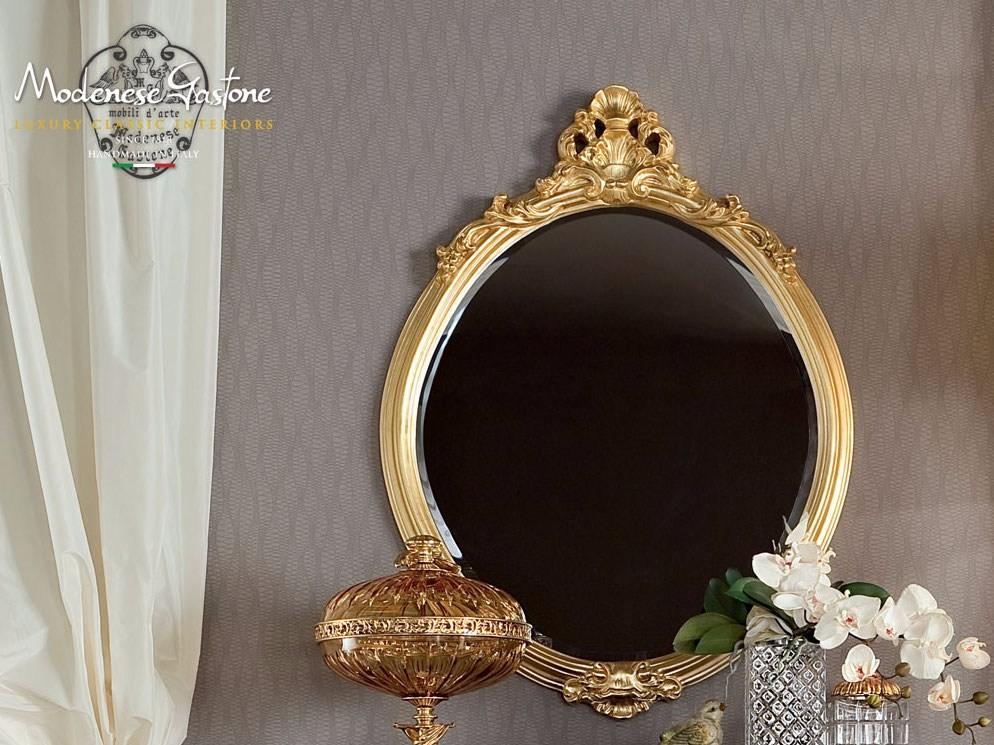Oval wall-mounted framed mirror | 13684 by Modenese Gastone