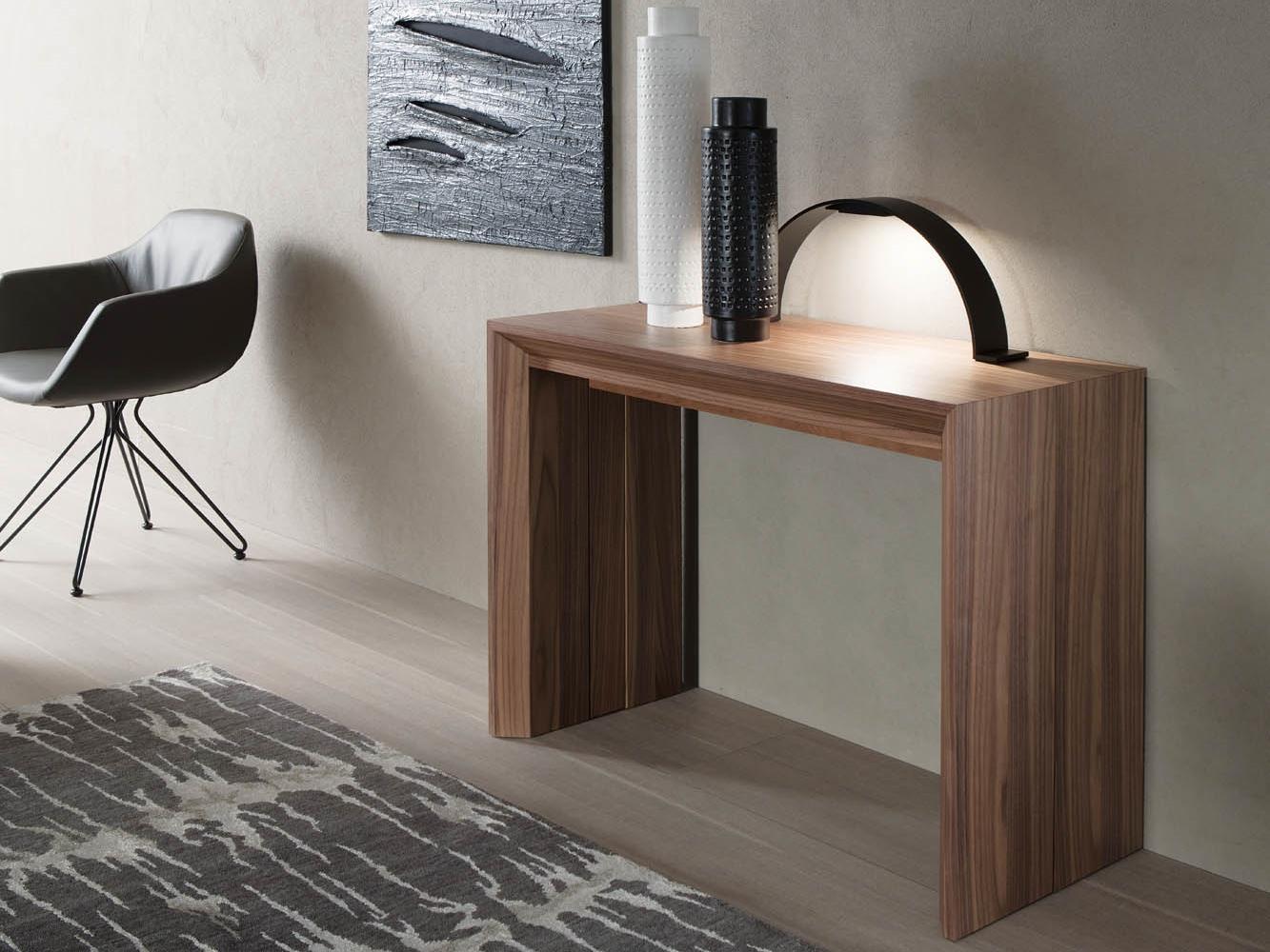 Extending rectangular walnut console table | Golia by Ozzio Italia