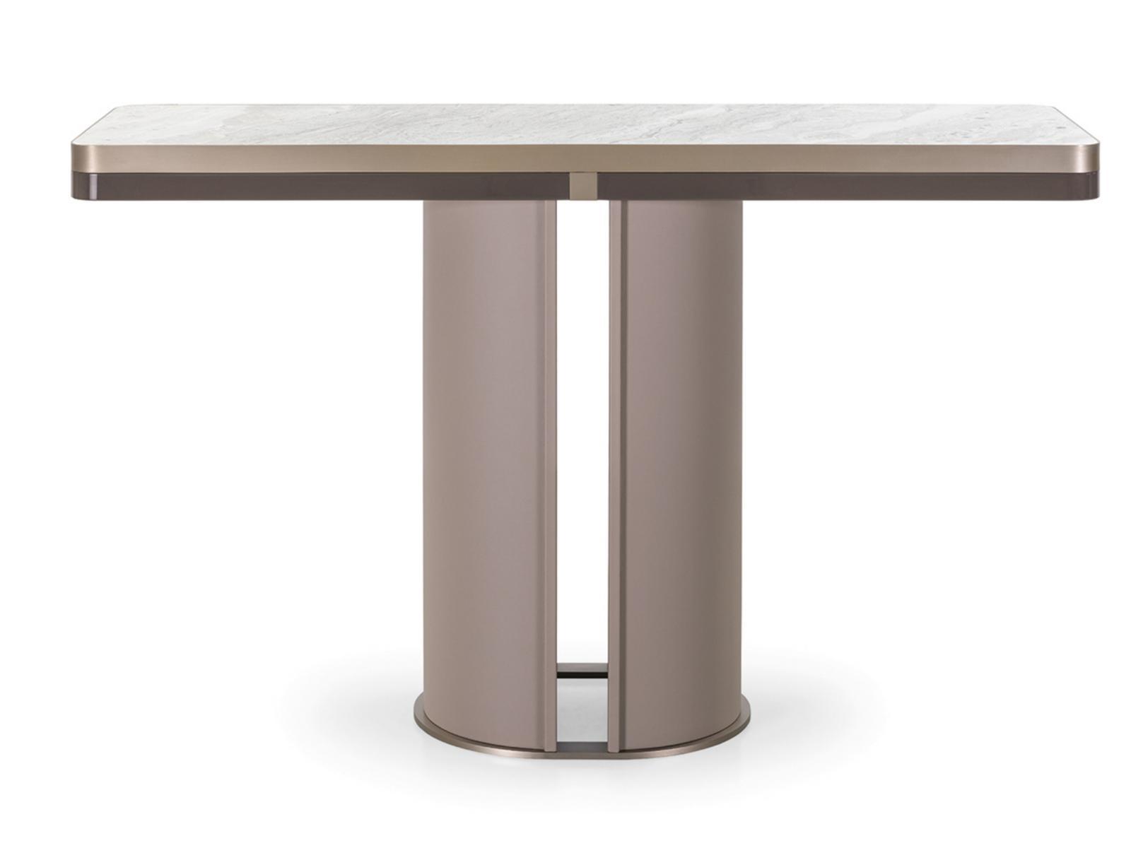 Rectangular marble and leather console table | Zero by Turri