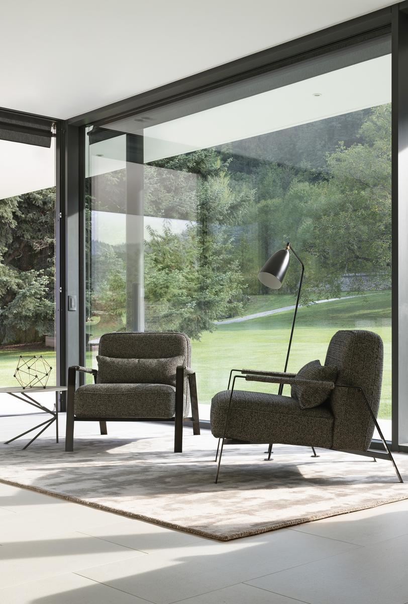 Leather armchair with armrests | Rho by Nicoline