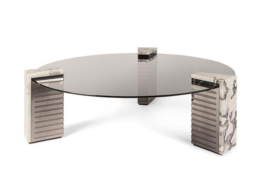 Round glass and steel coffee table for living room | Admeto by Visionnair
