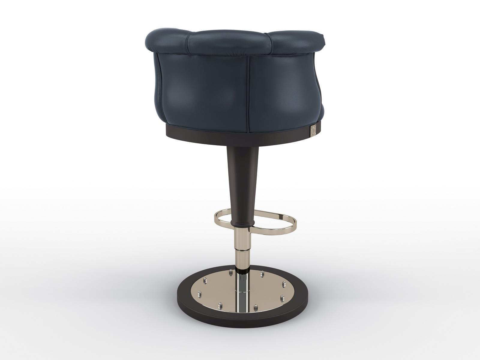 High leather barstool with footrest | Flower by Bruno Zampa