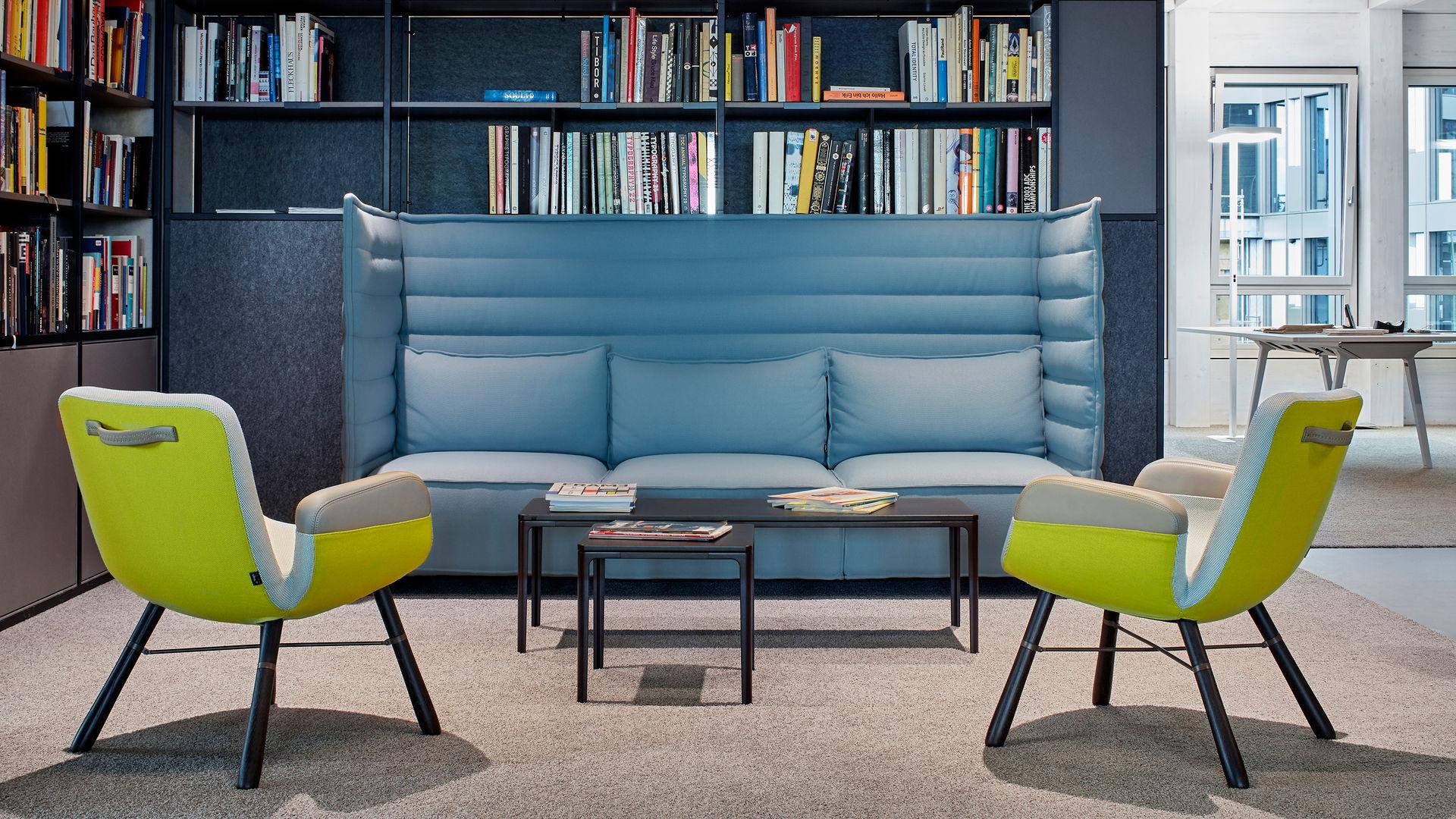 3 seater high-back fabric sofa | Alcove Plume Contract by Vitra