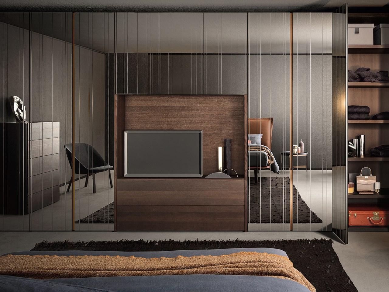 Lacquered wood and glass wardrobe | Raggio by Pianca