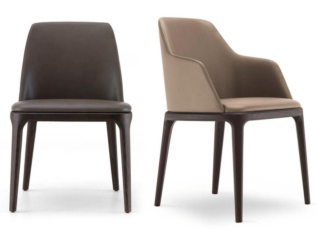 Upholstered leather chair | Grace by Poliform