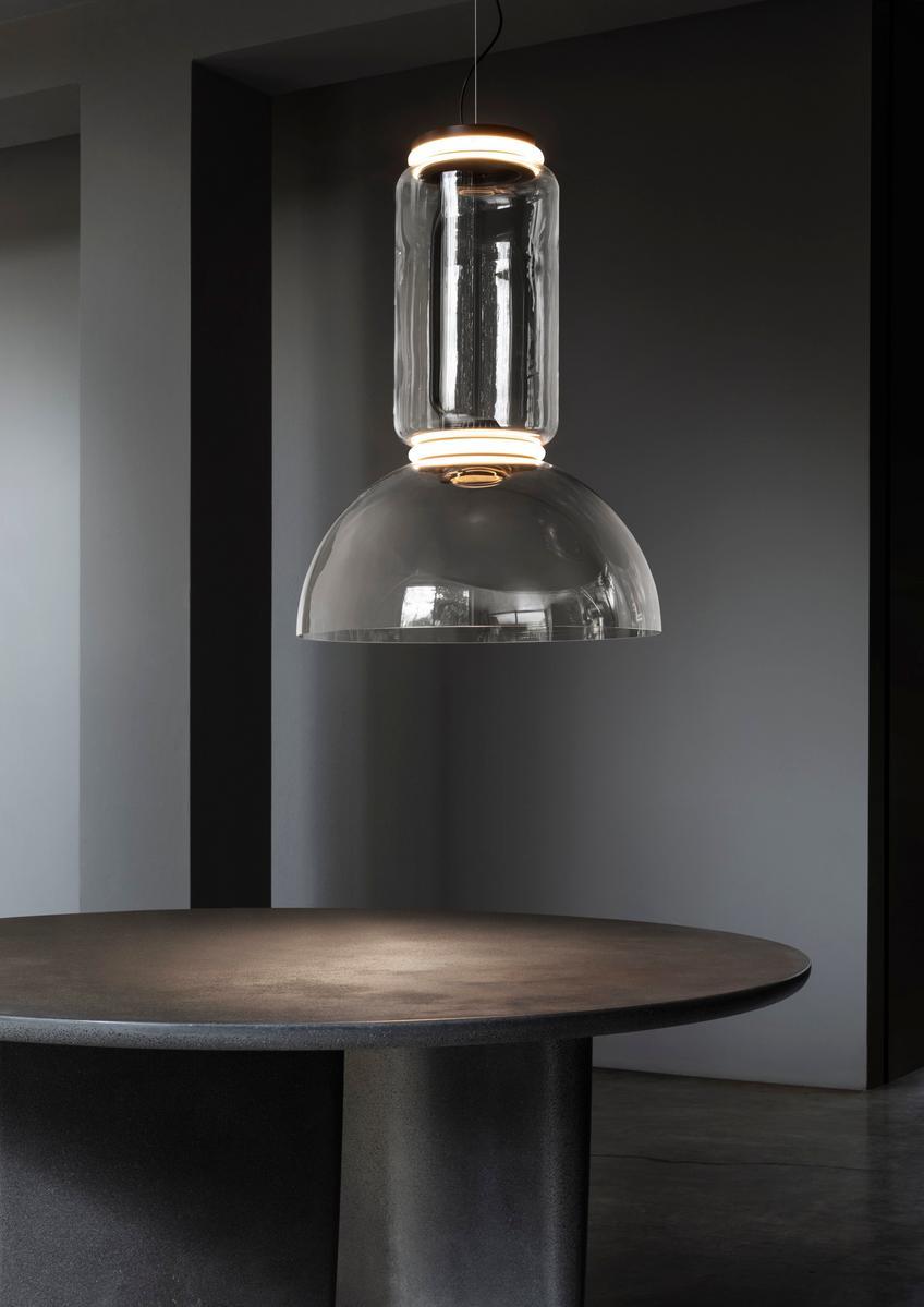 LED direct light Blown crystal pendant lamp | Noctambule Bowl by Flos