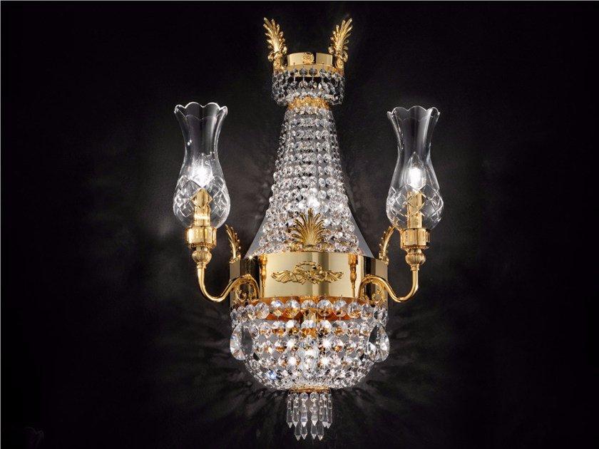Incandescent brass wall light with crystals | Impero & Deco Ve 827 A4 by Masiero