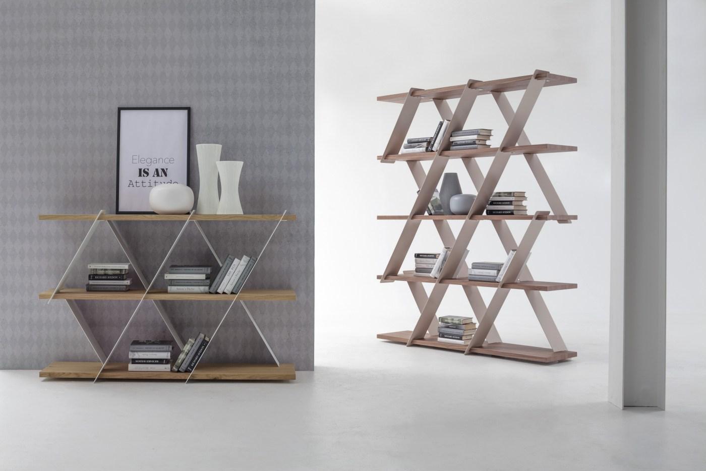 Open freestanding double-sided wooden bookcase | Castle by Tonin Casa