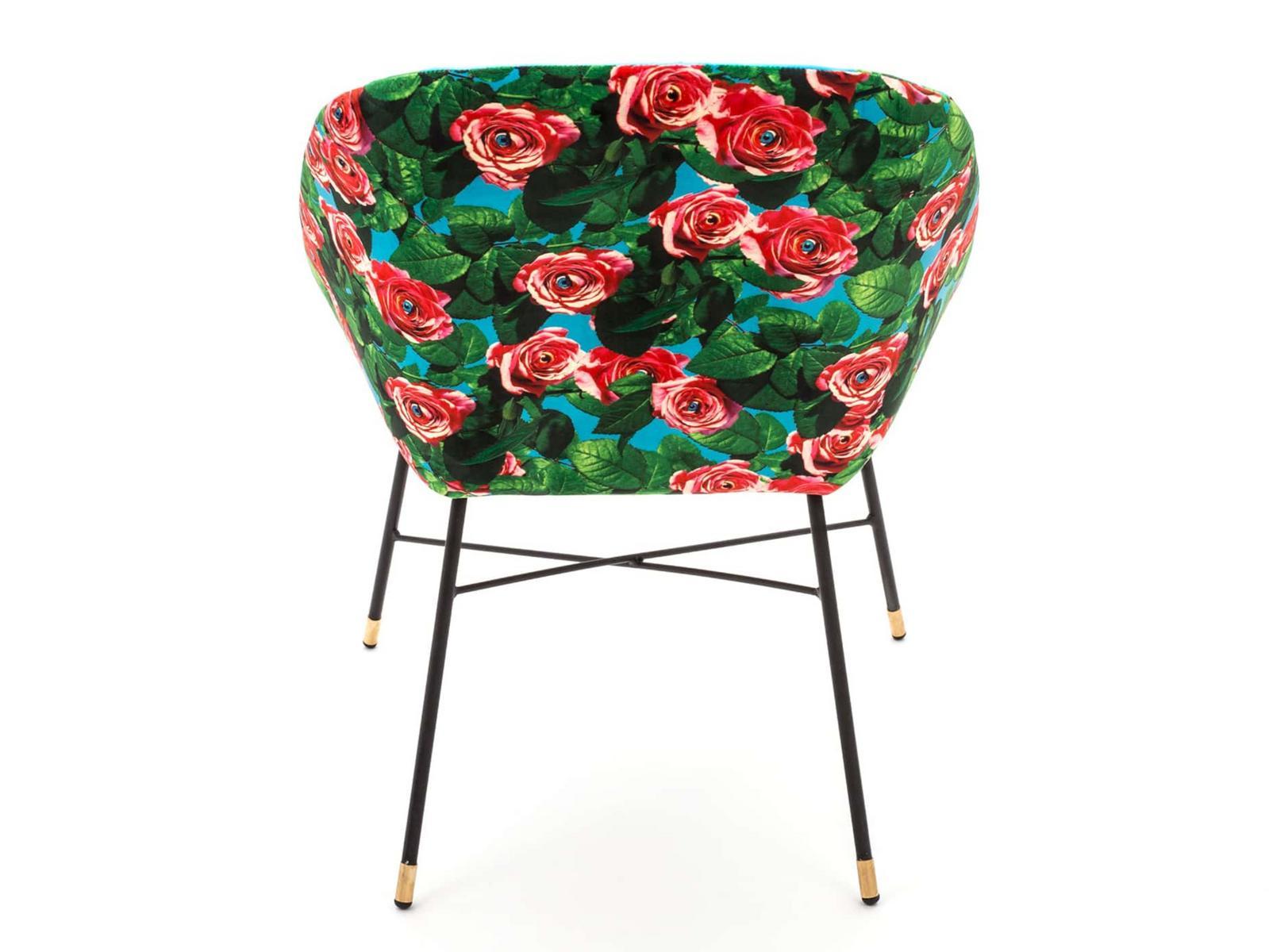 Upholstered fabric chair with armrests | Roses by Seletti