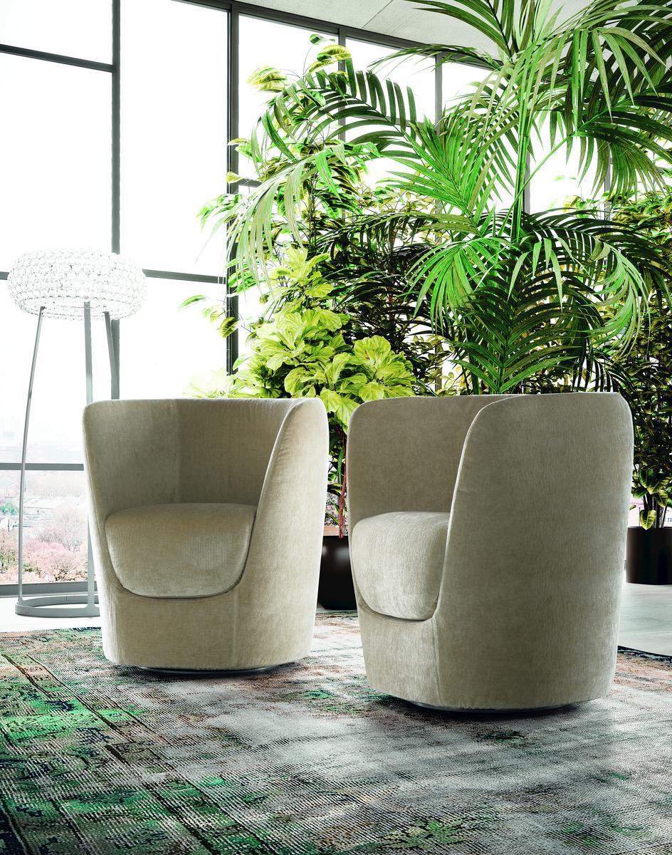 Swivel upholstered fabric armchair | Oplà by Pianca