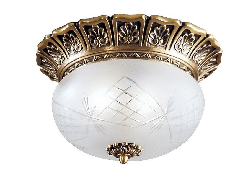 Antique Brass ceiling light with glass | Irma 204/25 by Possoni Illuminazione