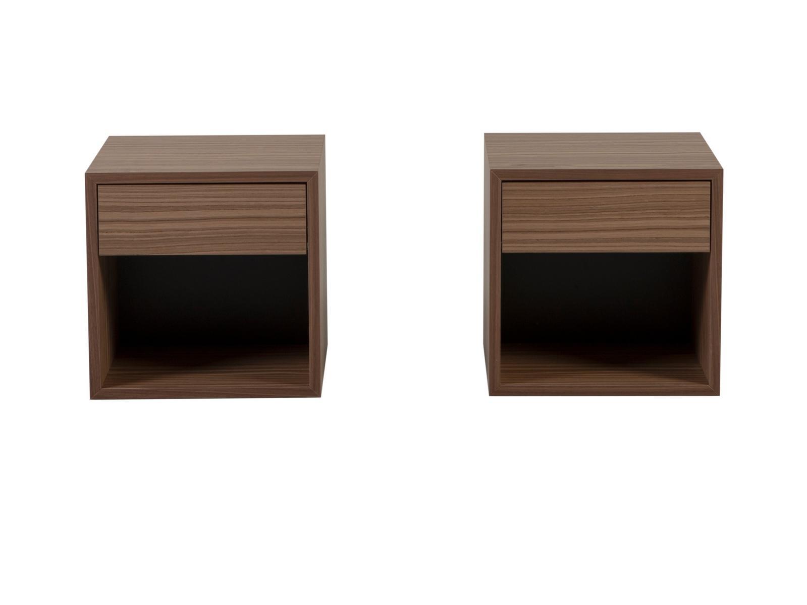 Square walnut bedside table with drawers | Cubo by Tonin Casa