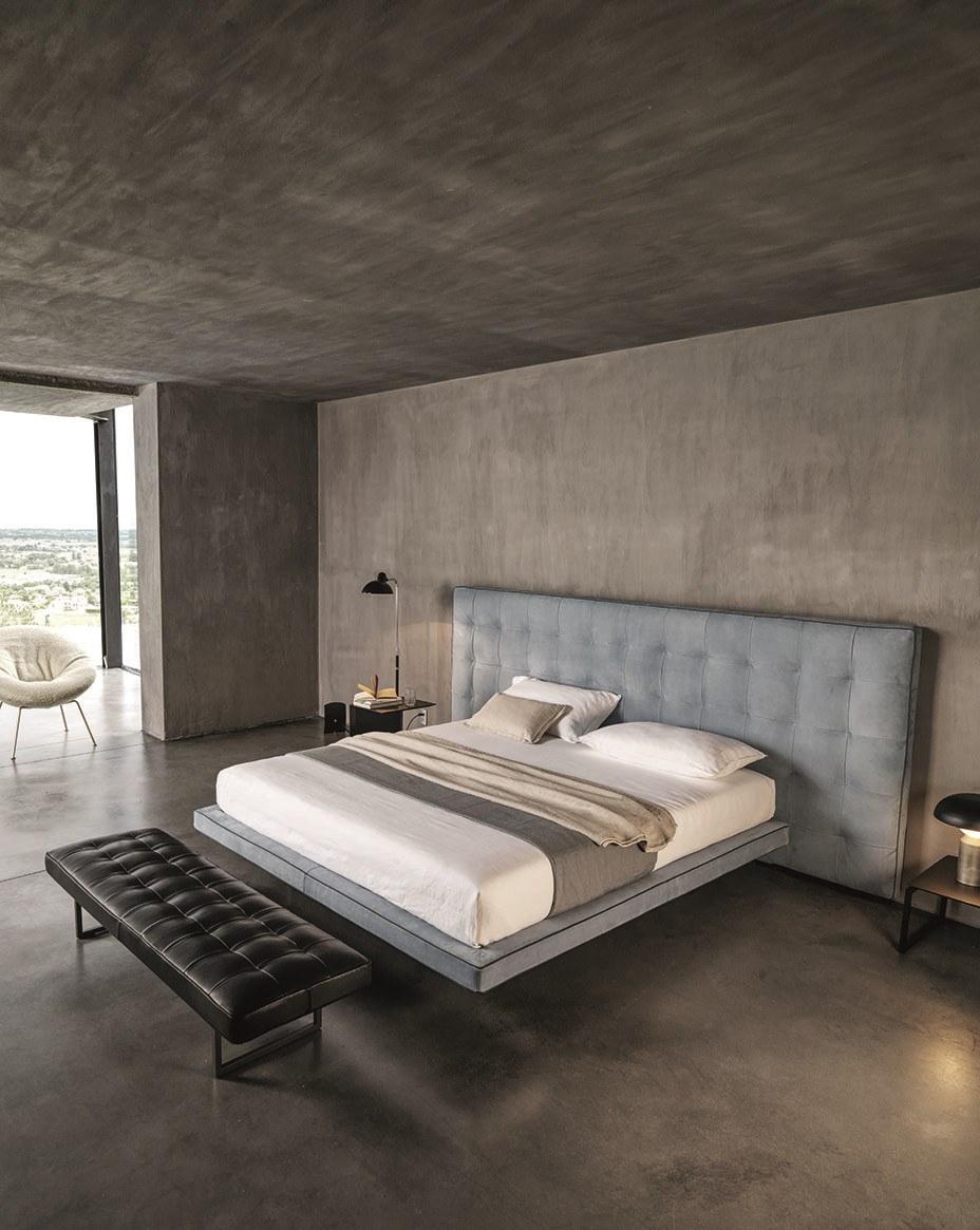 Fabric double bed with tufted headboard | Ludwig by Desiree