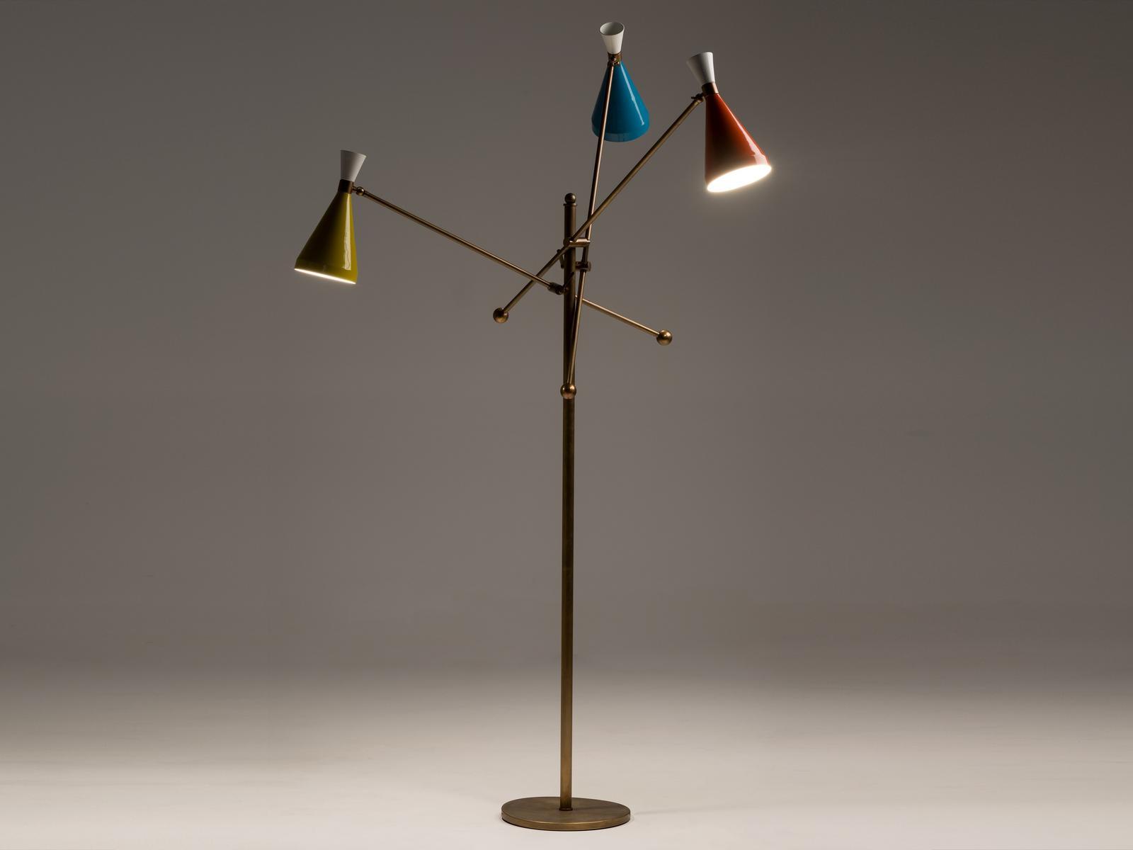 Brass and aluminium floor lamp | Flipper by Mantellassi 1926
