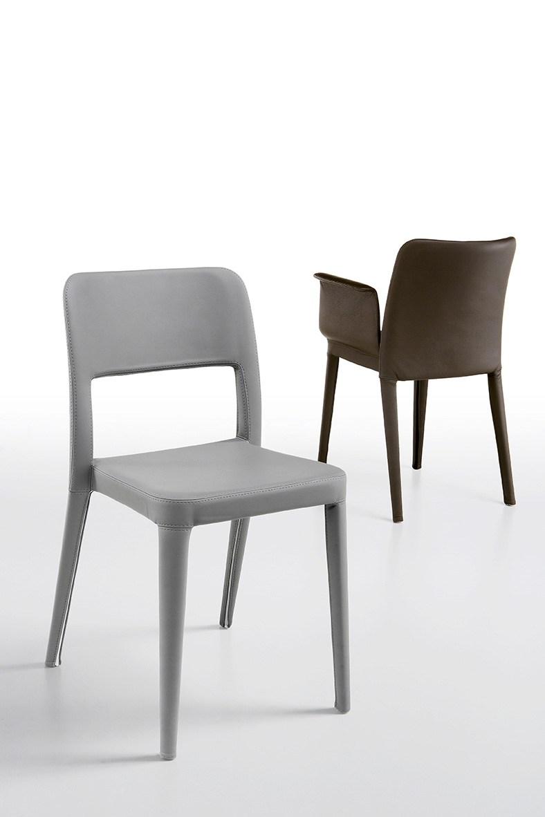 Contemporary style upholstered leather restaurant chair | Nenè Sr-cf by Midj