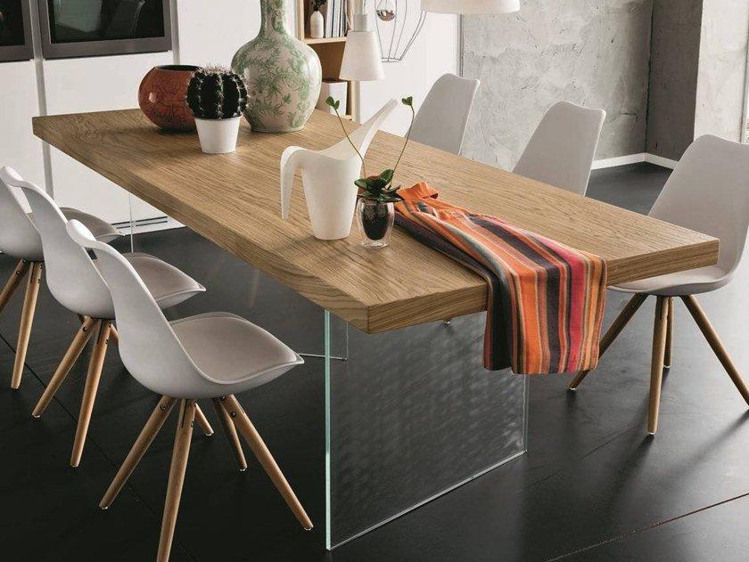 Rectangular wood and glass dining table | Nizza + Ice by Altacorte