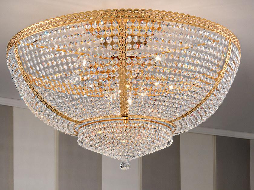 Incandescent brass ceiling lamp with crystals | Impero & Deco Ve 831 by Masiero