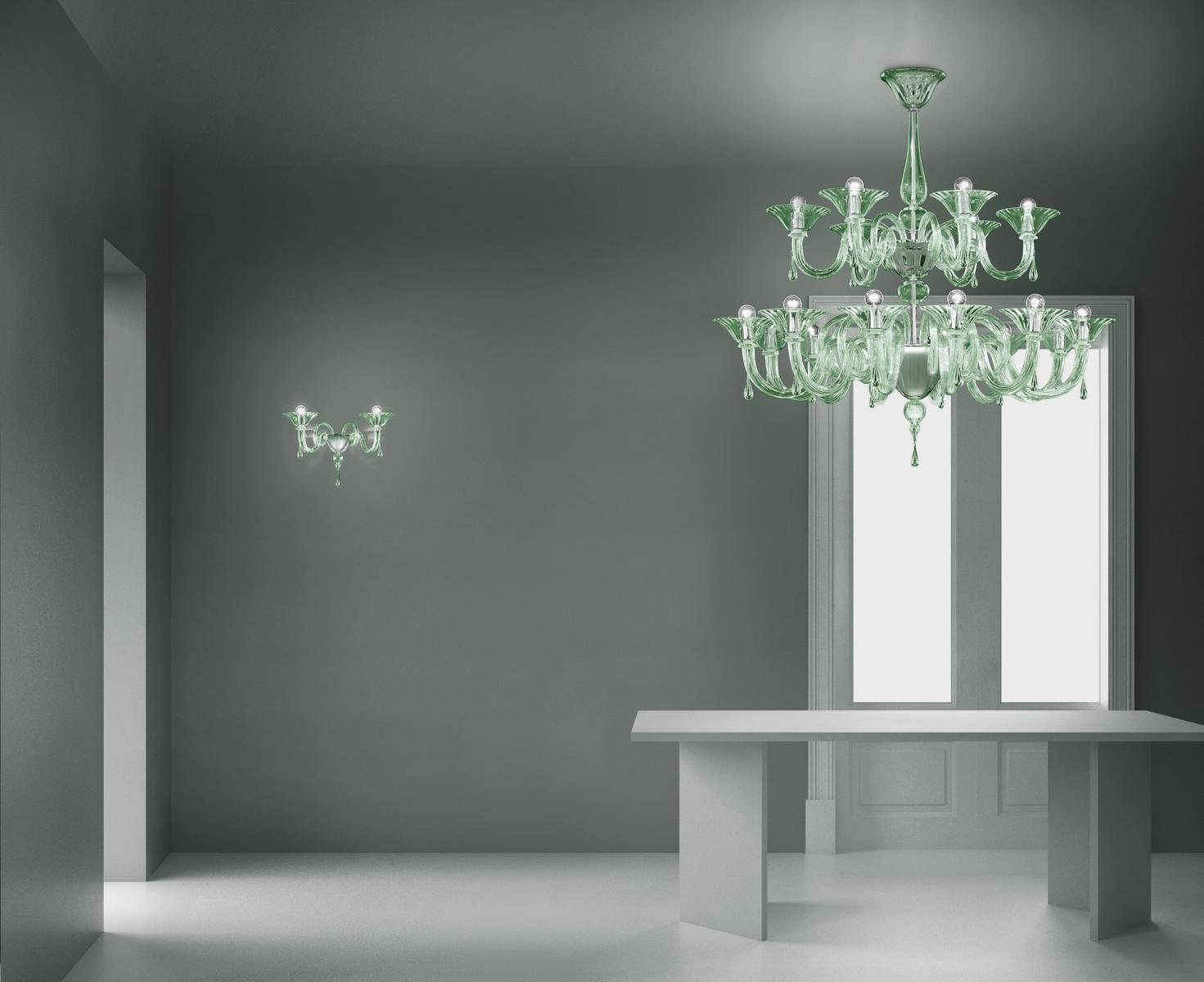 Blown glass wall lamp with crystals | Dolfin by Sylcom