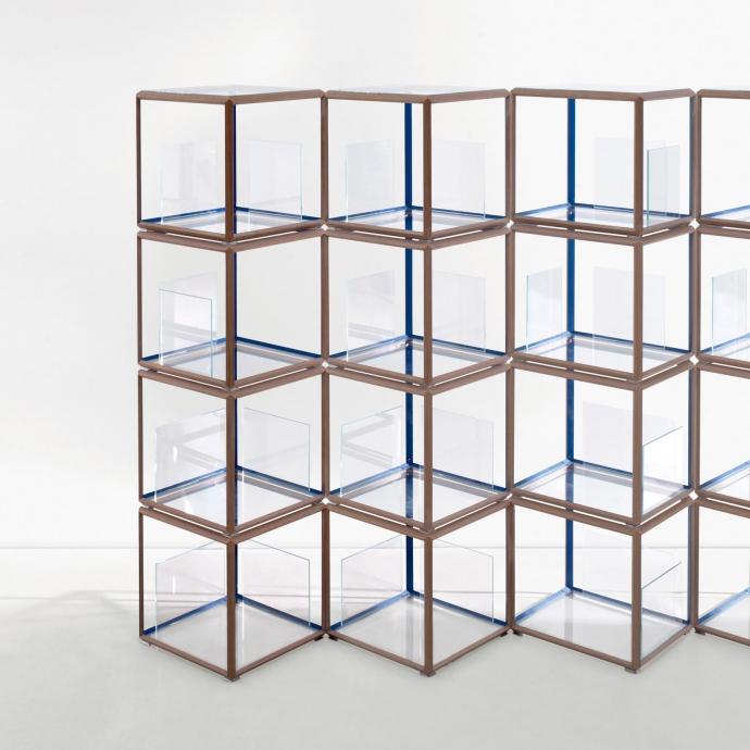 Modular square glass coffee table | 45° by Molteni