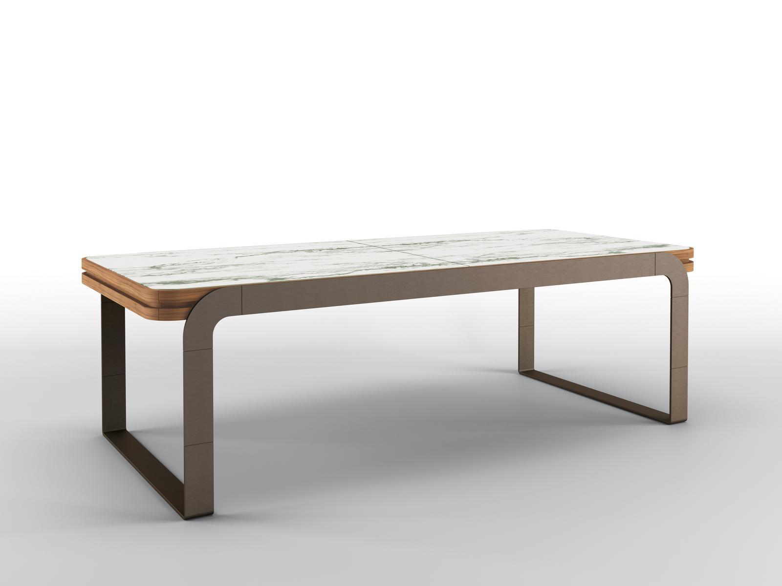 Extending rectangular Calacatta marble table | Gillon by Bruno Zampa