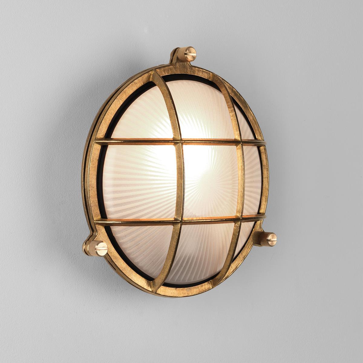 LED outdoor wall lamp in brass and glass | Thurso Round by Astro lighting