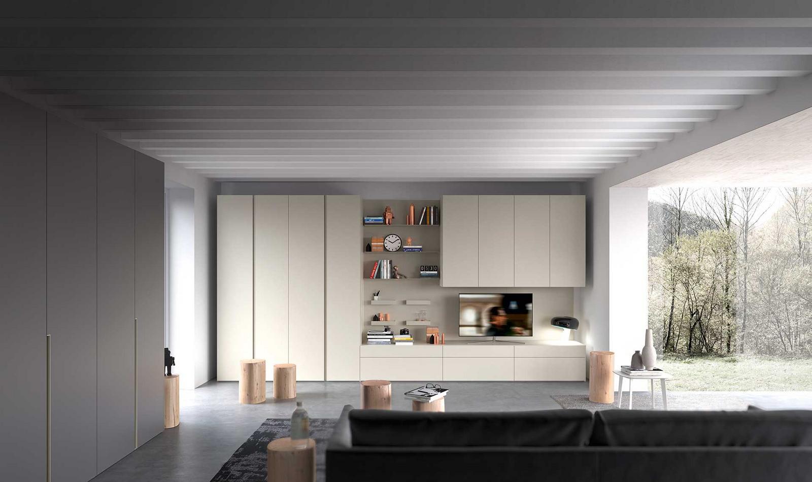 Modular lacquered wardrobe with coplanar doors | Go Up by ALF Dafre