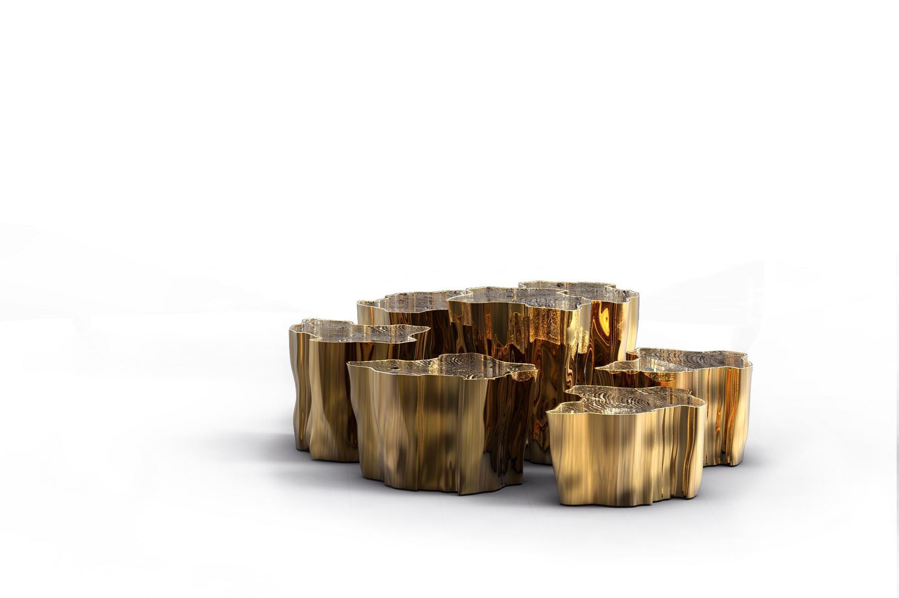Brass coffee table for living room | Eden Series by Boca Do Lobo