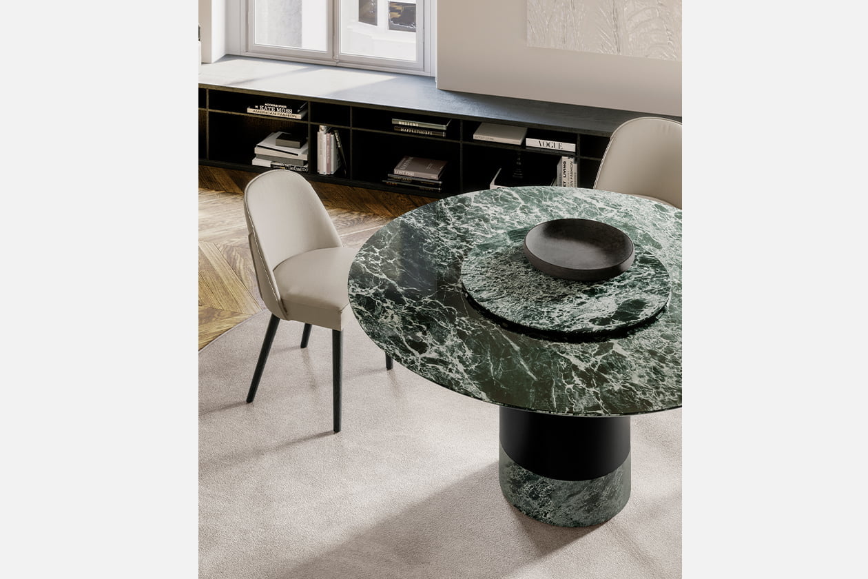 Square stone table | Cilindro marble by Eforma