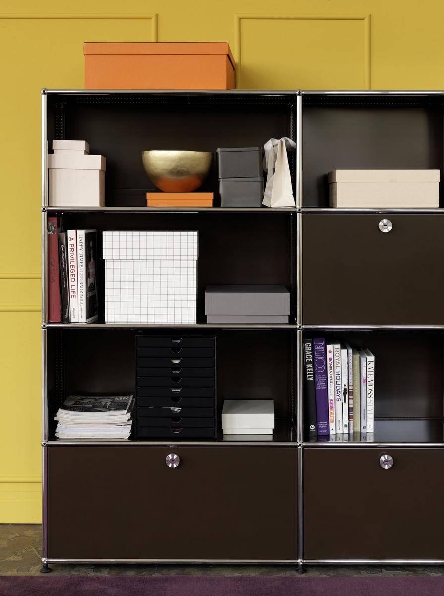 Open sectional metal bookcase | Haller Bookshelves by USM