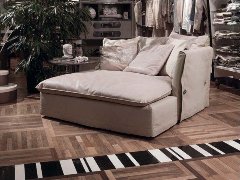 Upholstered leather day bed | Kimono by Frigerio