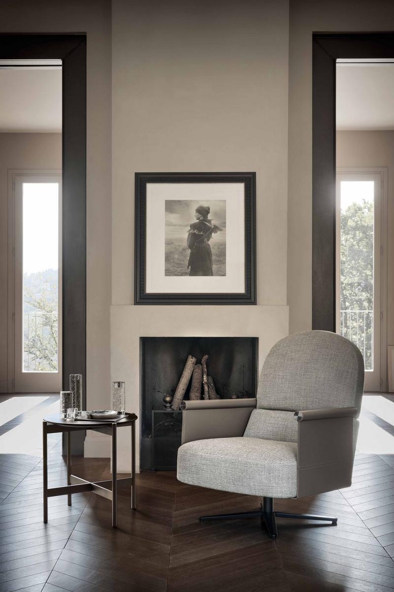 Swivel fabric armchair with 4-spoke base with armrests | Beyl by Ditre Italia