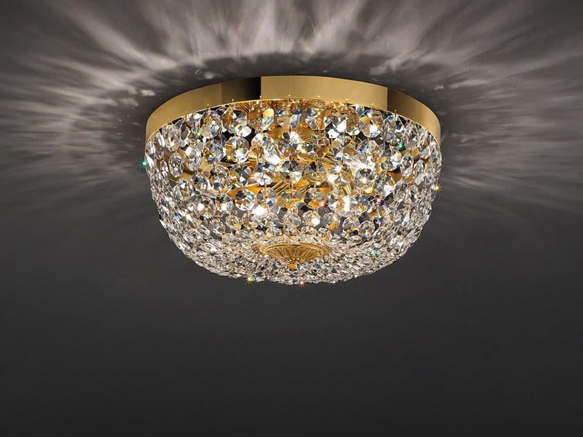 Incandescent brass ceiling lamp with crystals | Impero & Deco Ve 846 by Masiero