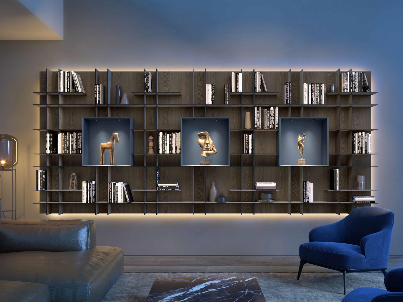 Wall-mounted sectional bookcase | Movida by Olivieri
