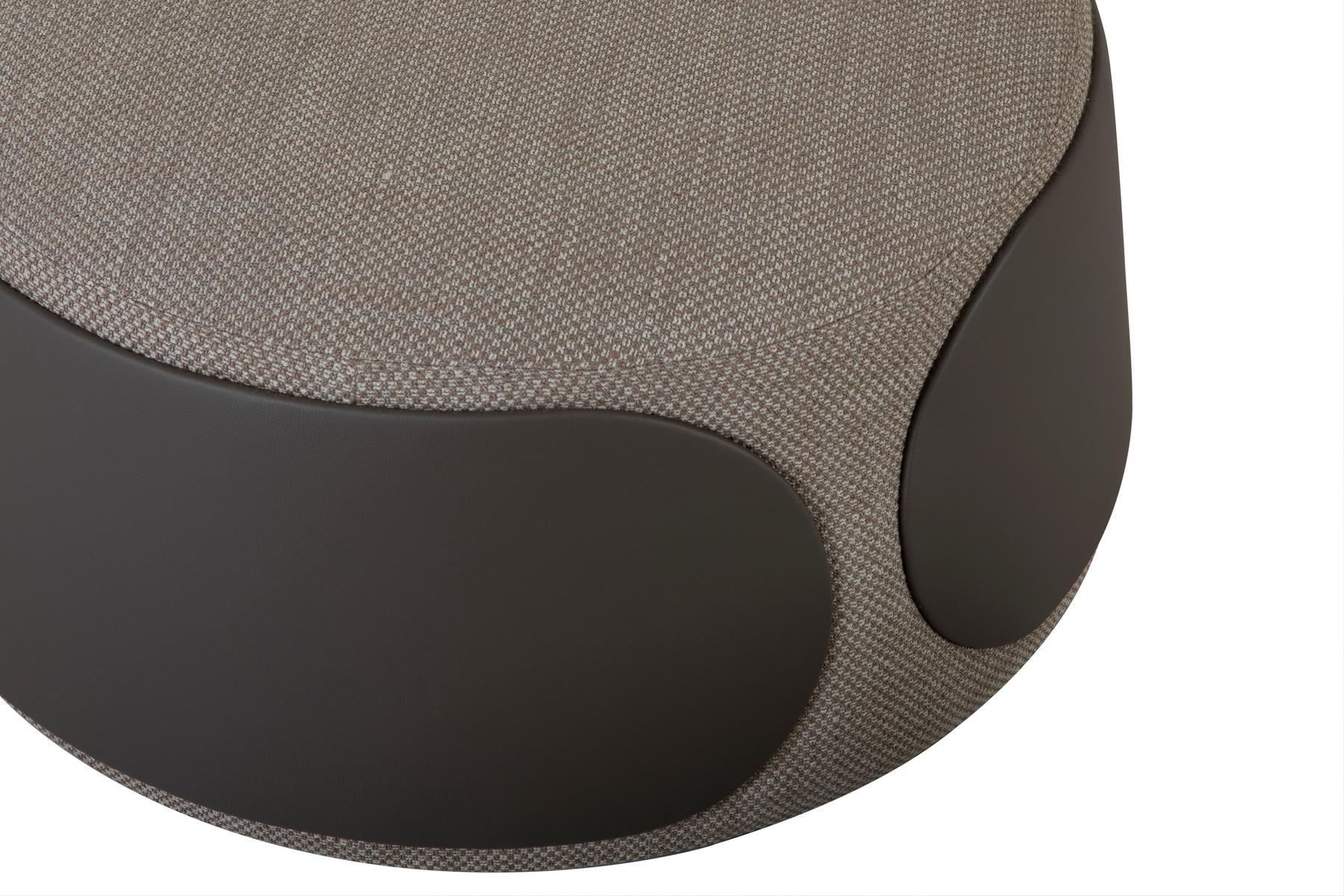 Upholstered round fabric and leather pouf | Mama by Tonin Casa