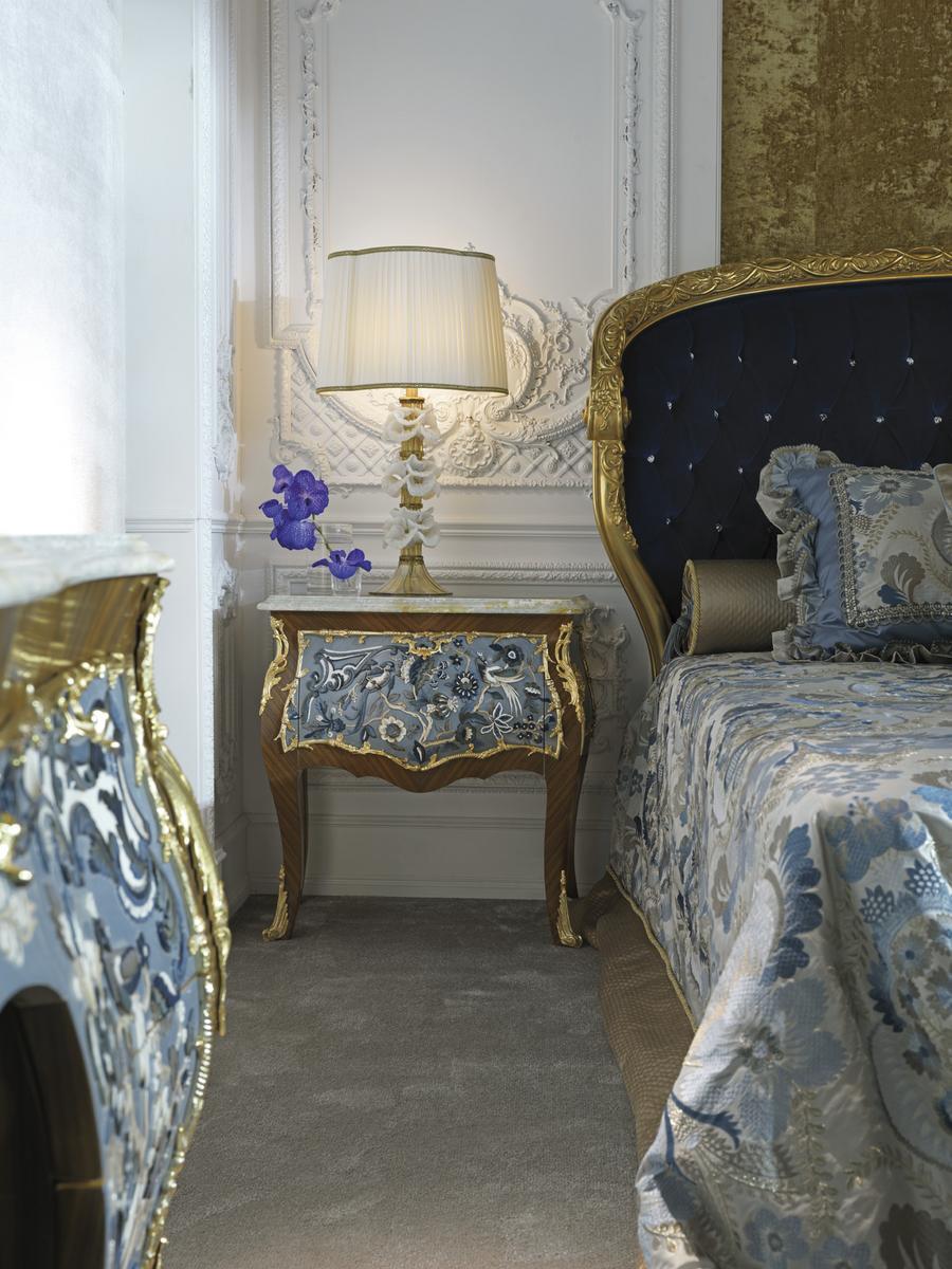 3690 Rounded wooden bedside table with drawers