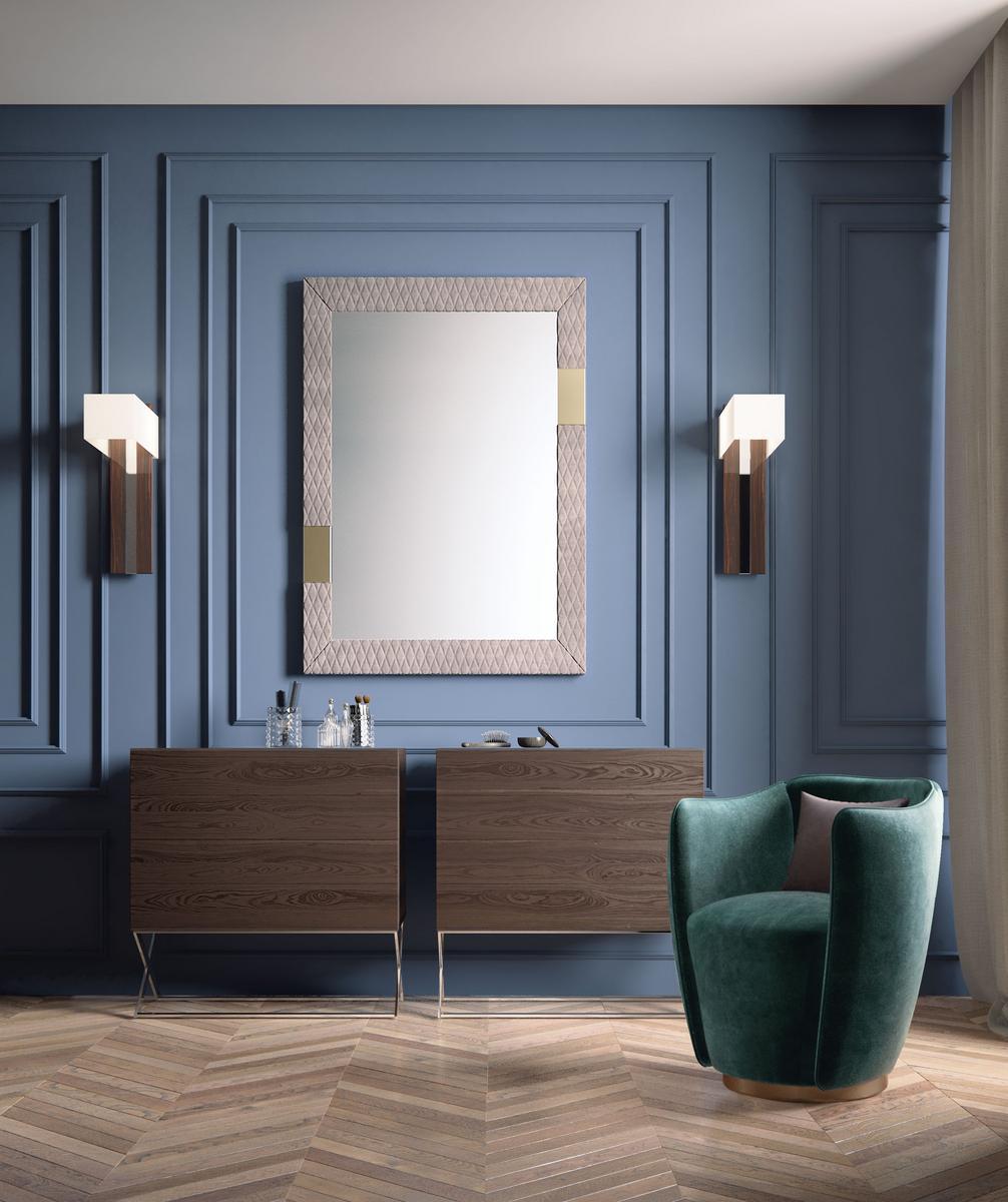 Rectangular framed leather mirror | Trilogy R by Capital Collection