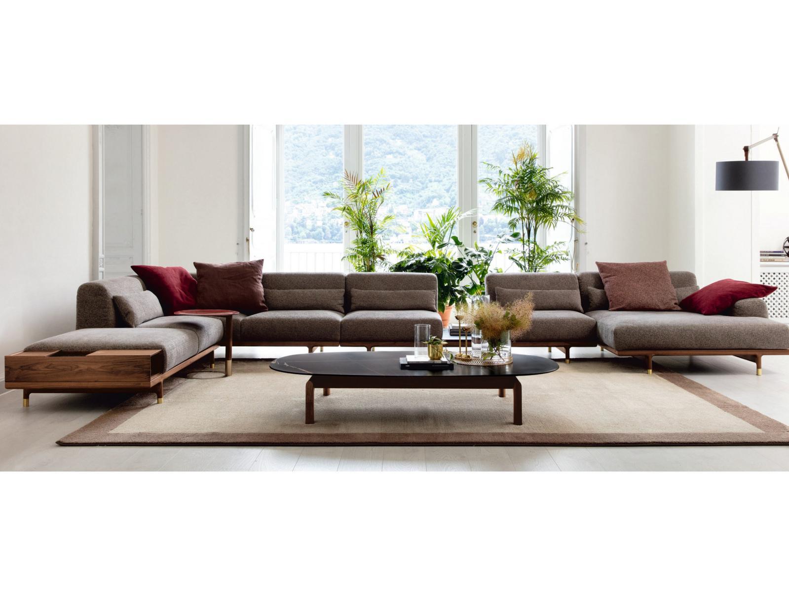 Sectional fabric sofa with storage space | Argo by Porada