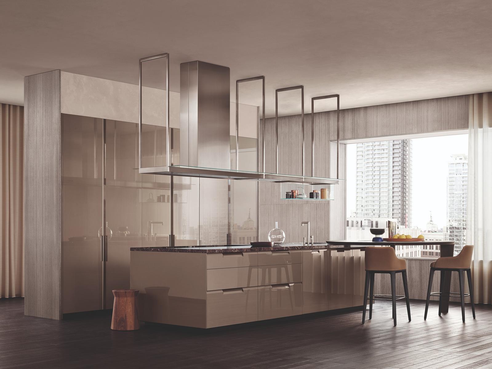 Fitted kitchen with integrated handles Poliform Shape