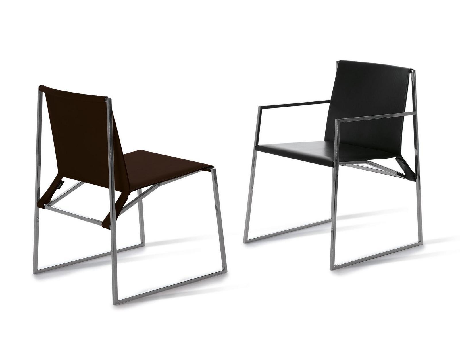 Sled base leather chair | Calma by Arketipo