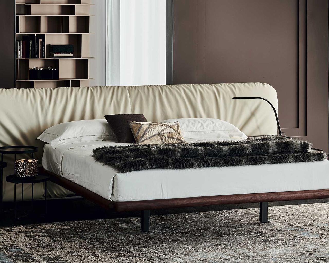 Leather bed with upholstered headboard | Marlon by Cattelan Italia