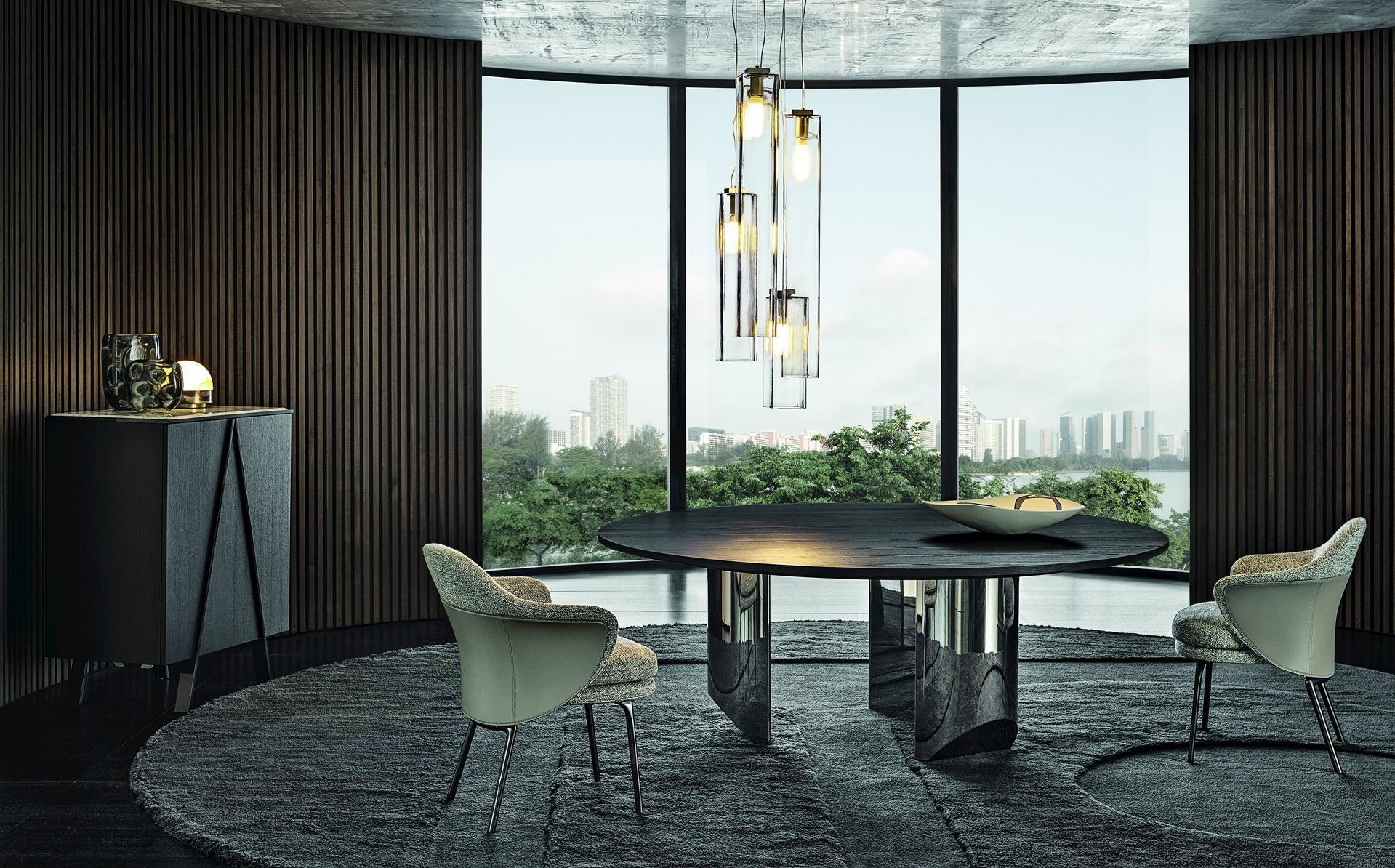 Round wooden living room table | Wedge by Minotti